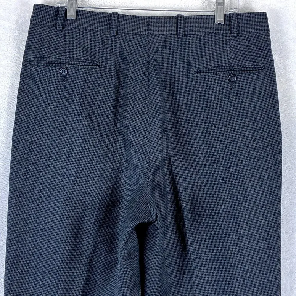 Brooks Brothers Pants Mens 36x32 Gray Houndstooth Wool Pleated Preppy Luxury